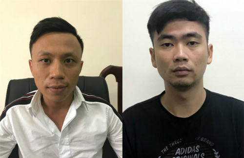 Trần Quang Nam và Ngô Xuân Tùng (từ trái qua) tại cơ quan điều tra